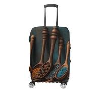 DJUETRUI Housse de bagage avec cuillère en bois - Housse élastique anti-rayures - Lavable et anti-poussière - Convient aux bagages de 45,7 à 81,3 cm, Épices sur cuillère en bois, S