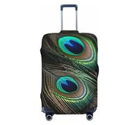 DJUETRUI Housse de bagage avec de belles plumes de paon - Housse de valise élastique anti-rayures - Lavable et anti-poussière - Convient aux bagages de 45,7 à 81,3 cm - Noir - Taille M - Noir - Taille