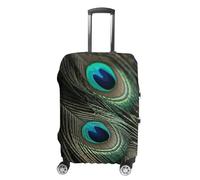 DJUETRUI Housse de bagage avec de belles plumes de paon - Housse élastique anti-rayures - Lavable et anti-poussière - Convient aux bagages de 45,7 à 81,3 cm, Magnifiques plumes de paon, L