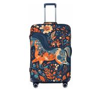 DJUETRUI Housse de bagage avec illustration de poney - Élastique - Anti-rayures - Lavable et anti-poussière - Convient aux bagages de 45,7 à 81,3 cm, Noir , S