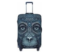 DJUETRUI Housse de bagage avec illustration de singe drôle - Housse de valise élastique anti-rayures - Protection lavable et anti-poussière - Convient aux bagages de 45,7 à 81,3 cm, Noir , S