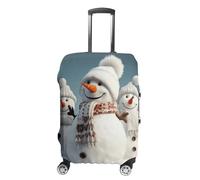 DJUETRUI Housse de bagage avec motif bonhomme de neige élastique anti-rayures et lavable et anti-poussière pour bagages de 45,7 à 81,3 cm, Bonhomme de neige heureux., S
