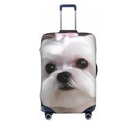 DJUETRUI Housse de bagage avec motif chien maltais, housse de valise élastique, anti-rayures, housse de protection lavable et résistante à la poussière, convient aux bagages de 45,7 à 81,3 cm, Noir ,