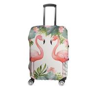 DJUETRUI Housse de bagage avec motif flamants roses et fleurs, housse de valise de voyage, housse de protection anti-rayures, lavable et résistante à la poussière, convient aux bagages de 45,7 à 81,3