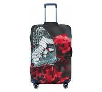 DJUETRUI Housse de bagage avec motif papillons autour des fleurs - Housse élastique anti-rayures - Lavable et anti-poussière - Convient aux bagages de 45,7 à 81,3 cm, Noir , S