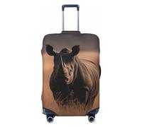 DJUETRUI Housse de bagage Big Rhino in the Wilderness - Élastique - Anti-rayures - Lavable et anti-poussière - Convient aux bagages de 45,7 à 81,3 cm, Noir , S