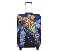 DJUETRUI Housse de bagage bleue à anneaux en forme de pieuvre élastique, anti-rayures, protection de valise, lavable et résistante à la poussière, convient aux bagages de 45,7 à 81,3 cm, Noir ,