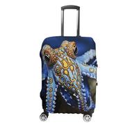 DJUETRUI Housse de bagage bleue à anneaux en forme de pieuvre élastique, anti-rayures, protection de valise, lavable et résistante à la poussière, convient aux bagages de 45,7 à 81,3 cm, Pieuvre rayé