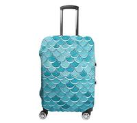 DJUETRUI Housse de bagage bleue avec motif vagues squama, écailles de sirène, housse élastique anti-rayures pour valises de voyage de 45,7 à 81,3 cm, Blue Waves Squama Écailles de sirène, XL