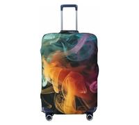 DJUETRUI Housse de bagage colorée fumée, élastique, anti-rayures, protection de valise, lavable et résistante à la poussière, convient aux bagages de 45,7 à 81,3 cm, Noir , L