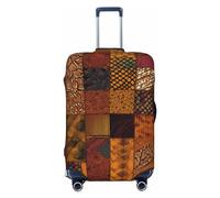 DJUETRUI Housse de bagage de style africain patchwork élastique anti-rayures, housse de protection lavable et anti-poussière pour bagages de 45,7 à 81,3 cm, Noir , M