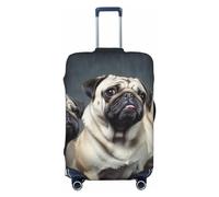 DJUETRUI Housse de bagage drôle chien carlin élastique housse de valise housse anti-rayures housse de protection de valise de voyage lavable anti-poussière housse de bagages convient aux bagages de