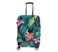 DJUETRUI Housse de bagage élastique à motif floral tropical - Anti-rayures - Lavable et anti-poussière - Convient aux bagages de 45,7 à 81,3 cm, Feuilles florales tropicales, XL