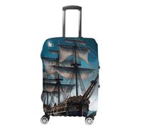 DJUETRUI Housse de bagage élastique anti-rayures, lavable et résistante à la poussière, convient aux bagages de 45,7 à 81,3 cm, Bateau de pirates., XL