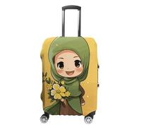DJUETRUI Housse de bagage élastique anti-rayures pour valise, lavable et résistante à la poussière, convient aux bagages de 45,7 à 81,3 cm, Fille musulmane de dessin animé, S