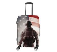 DJUETRUI Housse de bagage élastique anti-rayures, protection lavable et résistante à la poussière, convient aux bagages de 45,7 à 81,3 cm, Soldat américain, S