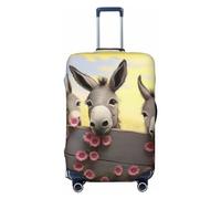 DJUETRUI Housse de bagage élastique avec motif âne et fleur - Anti-rayures - Lavable et anti-poussière - Convient aux bagages de 45,7 à 81,3 cm, Noir , S