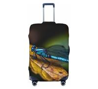DJUETRUI Housse de bagage élastique avec motif libellule bleue - Anti-rayures - Lavable et anti-poussière - Convient aux bagages de 45,7 à 81,3 cm - Noir - Taille L - Noir - Taille L, Noir , L