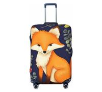 DJUETRUI Housse de bagage élastique avec motif renard et fleur de renard - Anti-rayures - Lavable et anti-poussière - Convient aux bagages de 45,7 à 81,3 cm, Noir , L