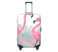 DJUETRUI Housse de bagage élastique motif flamant rose - Anti-rayures - Lavable et anti-poussière - Convient aux bagages de 45,7 à 81,3 cm, Noir , S