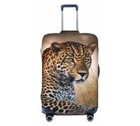 DJUETRUI Housse de bagage élastique motif léopard africain, anti-rayures, protection lavable et résistante à la poussière, convient aux bagages de 45,7 à 81,3 cm, Noir , S