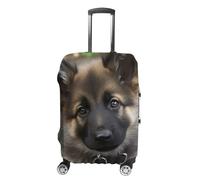 DJUETRUI Housse de bagage élastique pour valise, motif chiot berger allemand, protection anti-rayures, lavable et résistante à la poussière, convient aux bagages de 45,7 à 81,3 cm, Joli chiot berger