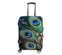 DJUETRUI Housse de bagage en plumes de paon élastique anti-rayures pour valises de voyage lavable et anti-poussière pour bagages de 45,7 à 81,3 cm, Plumes de paon, S