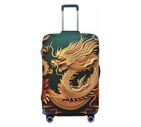 DJUETRUI Housse de bagage motif dragon sur fond chinois, housse élastique anti-rayures pour valises de voyage, housse de protection lavable et résistante à la poussière pour bagages de 45,7 à 81,3 cm,