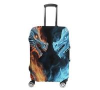 DJUETRUI Housse de bagage motif dragons de glace et de feu, housse élastique anti-rayures pour valise, housse de protection lavable et résistante à la poussière, convient aux bagages de 45,7 à 81,3