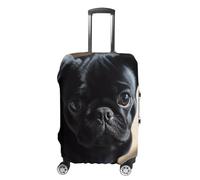 DJUETRUI Housse de bagage noire pour chien carlin chiot housse de valise élastique anti-rayures protection de valise de voyage housse de protection lavable anti-poussière pour bagages de 45,7 à 81,3