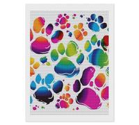 DJUETRUI Kit de peinture diamant avec empreintes de pattes de chien colorées pour adultes - Kit de peinture diamant moderne 5D avec outils - Décoration murale - Cadeau - 30,5 x 40,6 cm
