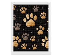 DJUETRUI Kit de peinture diamant avec empreintes de pattes de chien pour adultes - Kit de peinture diamant moderne 5D avec outils - Décoration murale - Cadeau - 30,5 x 40,6 cm