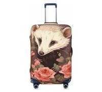 DJUETRUI Opossum and Roses Housse de bagage élastique anti-rayures Housse de protection lavable anti-poussière pour bagages de 45,7 à 81,3 cm, Noir , L