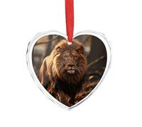 DJUETRUI Pendentif en forme de cœur en cristal transparent avec image de lion - Décoration romantique à suspendre pour la maison, la fenêtre, la voiture, la fête de mariage - Ornement à suspendre en