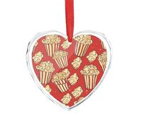 DJUETRUI Pendentif en forme de cœur en cristal transparent imprimé pop-corn romantique en cristal pour décoration de maison, fenêtre, voiture, fête de mariage, décoration à suspendre en forme d'amour