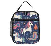 DJUETRUI Petit sac à déjeuner isotherme réutilisable pour femme, petite boîte à déjeuner pour homme, motif cheval et arc-en-ciel, 27,5 x 20 cm, Cheval et arc-en-ciel, 27.5X20cm