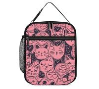 DJUETRUI Sac à déjeuner isotherme pour homme et femme - Réutilisable - Boîte à déjeuner avec motif cœur et chat - Pour le travail, le pique-nique, le cœur et le chat - 27,5 x 20 cm, Cœur et chat,
