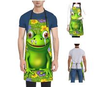 DJUETRUI Tabliers pour femme avec poches - Tablier imperméable réglable - Tablier de chef grenouille pour homme - Tabliers de cuisine pour la cuisine, la peinture, le barbecue, le jardinage, noir