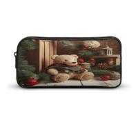 DJUETRUI Trousse à crayons de grande capacité avec branche d'arbre de Noël, ours et poupée - Trousse à crayons mignonne et simple - Organiseur de papeterie - Trousse esthétique pour le bureau, les