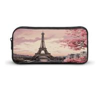 DJUETRUI Trousse à crayons de grande capacité - Motif Tour de Paris romantique - Jolie trousse à crayons simple et portable - Organiseur de papeterie - Trousse esthétique pour le bureau, les voyages,