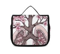 DJUETRUI Trousse de maquillage de voyage pour femme - Grand organisateur de maquillage - Arbre avec fleurs - Trousse de toilette avec fermeture éclair - Arbre avec fleurs - 22,5 x 18,5 cm - Trousse de