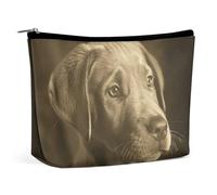 DJUETRUI Trousse de maquillage de voyage pour femme - Grand organisateur de maquillage avec yeux tristes - Trousse de toilette à fermeture éclair - Chien aux yeux tristes - Taille unique - Chien aux