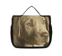 DJUETRUI Trousse de maquillage de voyage pour femme - Grand organisateur de maquillage en forme de chien avec yeux tristes - Trousse de toilette avec fermeture éclair - Motif chien aux yeux tristes -