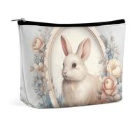 DJUETRUI Trousse de maquillage de voyage pour femme - Grand organisateur de maquillage - Lapin dans un cadre - Trousse de toilette avec fermeture éclair - Taille unique - Lapin dans le cadre - Taille