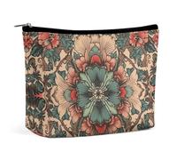 DJUETRUI Trousse de maquillage de voyage pour femme - Grand organisateur de maquillage marron - Trousse de toilette à fermeture éclair - Motif fleurs marron - Taille unique - Style marron, Fleurs de