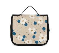 DJUETRUI Trousse de maquillage de voyage pour femme - Grand organisateur de maquillage - Myrtilles et fleurs - Trousse de toilette avec fermeture éclair - 22,5 x 18,5 cm - Trousse de toilette,