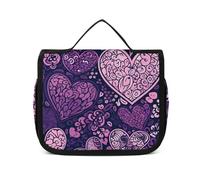DJUETRUI Trousse de maquillage de voyage pour femme - Grand organisateur de maquillage - Série violette - Trousse de toilette avec fermeture éclair - Série violette - 22,5 x 18,5 cm - Trousse de