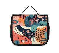 DJUETRUI Trousse de maquillage de voyage pour femme - Grand organisateur de maquillage simple - Motifs de dessins animés - Trousse de toilette à fermeture éclair - Images simples de dessin animé -
