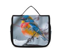 DJUETRUI Trousse de maquillage de voyage pour femme - Grand organisateur de maquillage - Trousse de toilette colorée avec fermeture éclair - Oiseau coloré - 22,5 x 18,5 cm - Trousse de toilette, Un