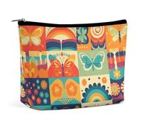 DJUETRUI Trousse de maquillage de voyage pour femme - Grand organisateur de maquillage - Trousse de toilette à fermeture éclair - Taille unique - Sac à maquillage portable, clip de fleurs, taille